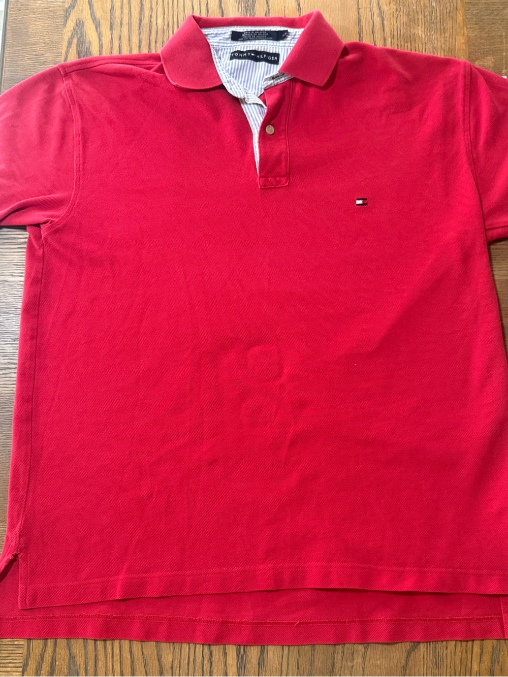 90’s Tommy Hilfiger Red Polo Shirt with Chest Flag Logo